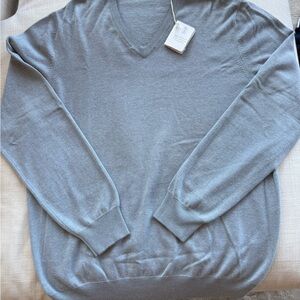 Brunello Cucinelli Gray V-Neck Sweater